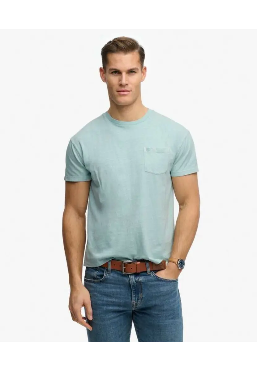 Superdry Classic T Shirt με Τσεπάκι γαλάζια