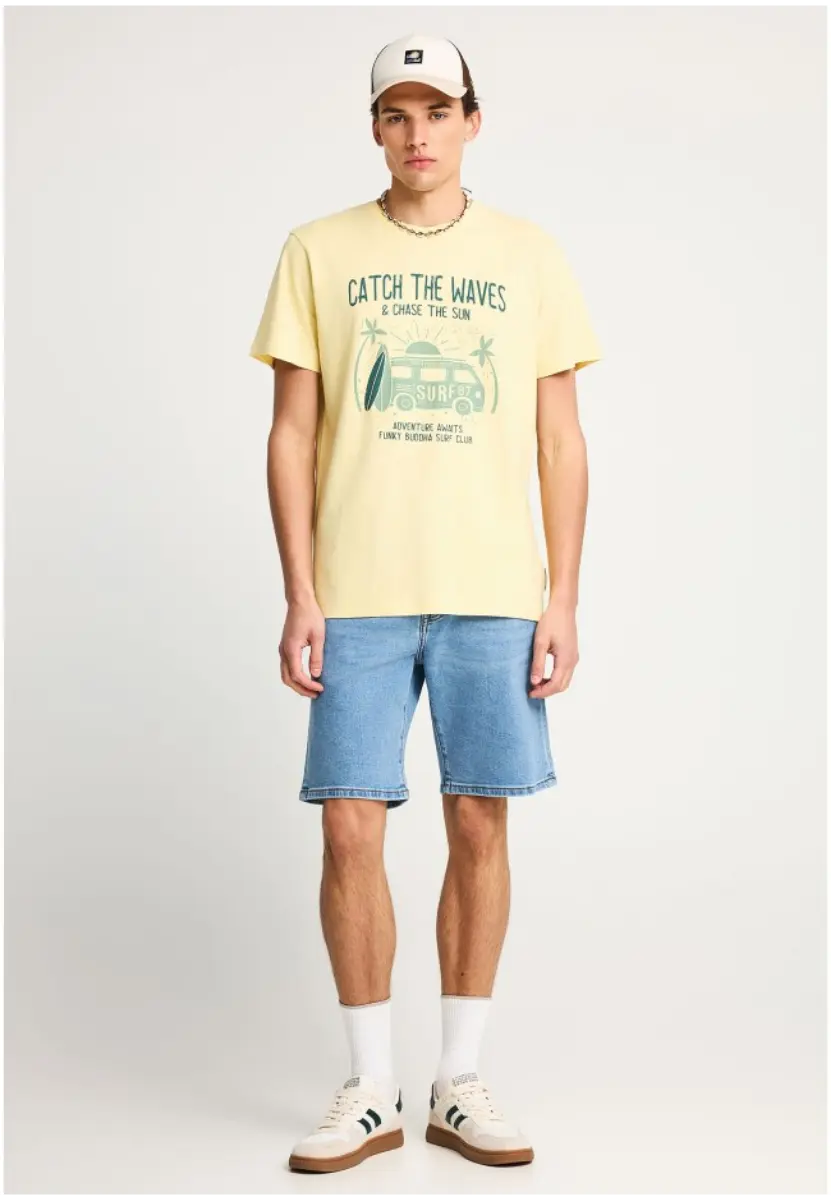 Funky Buddha T Shirt SS FBM013 089 04 YELLOW 2